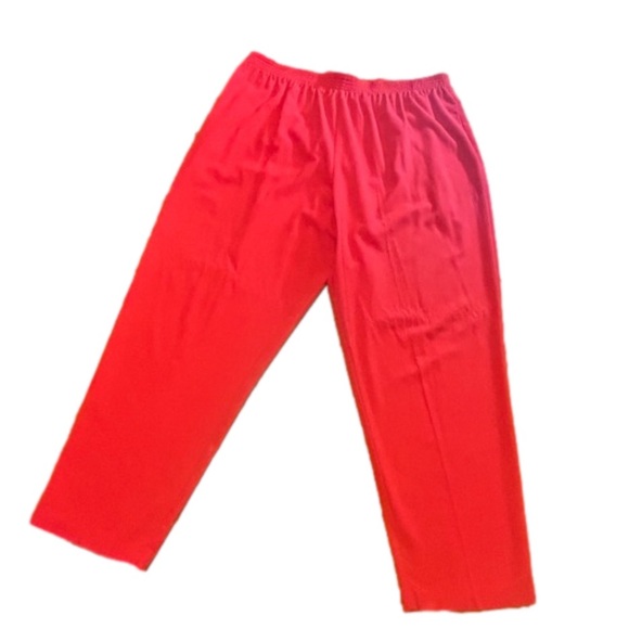 1X CM Shapes red Calcutta Crinkle wide leg pull on pants with pockets - Picture 8 of 12